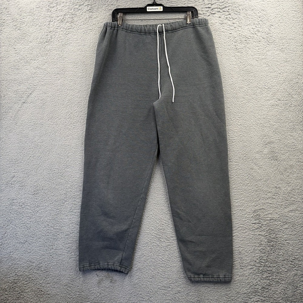 Russell Athletics Sweatpants Mens Large Black Fleece Drawstring Relaxed Fit Y2K